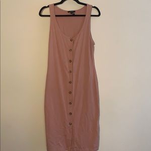 Bodycon midi pink button down dress